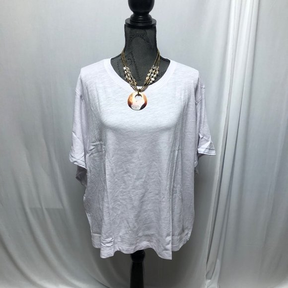 Grey State Joy Top Womens Size 3X Lavender Wide Flutter Sleeves Blue Stitch NEW - Picture 1 of 6